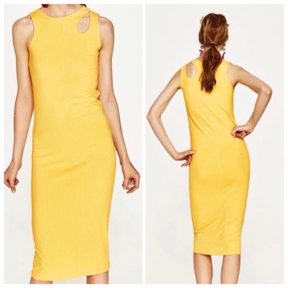 Zara | Dresses | Zara Yellow Bodycon Dress | Poshmark